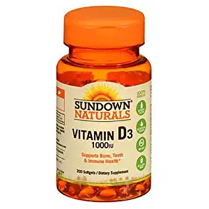 Sundown Naturals High Potency D3 Vitamin D 1000 IU Softgels 200 ea (Pack of 3)