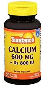 Sundance Calcium 600 mg + Vitamin D3 800 IU 60 Caplets (1)