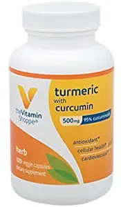 Turmeric with Curcumin 500mg, Supports Joint Mobility Provides Antioxidant Benefits with 95 Curcuminoids (60 Veggie Capsules) by The Vitamin Shoppe