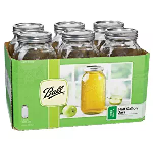 Ball Wide Mouth 1/2 Gal. Glass Jars 6 Pack | Includes lids with bands (64 OZ)