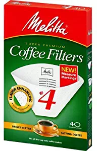 Melitta Cone Coffee Filters with Measure Markings No. 4 White 40 Count Pack of 2 (80 Filters Total)