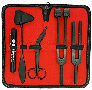 Limited Edition - Full Tactical Black - Grudge Style Set of 5 pcs Reflex Percussion Taylor Hammer + Penlight + Tuning Fork C 128 C 512 + Bandage Scissors 5.5"