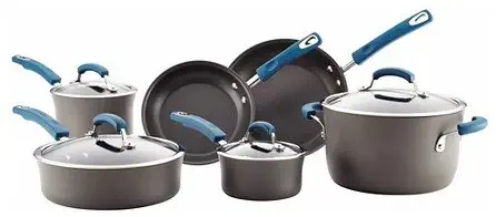 Rachael Ray 10Pc Hard Anodized Aluminum Cookset with Marine Handles