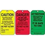 Accuform TSS200CTP PF-Cardstock Scaffold Status Tag, Legend"Danger/Caution/Attention", 5.75" Length x 3.25" Width x 0.010" Thickness, Black on Green/Yellow/Red (Pack of 25)
