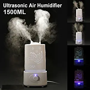 110V~260V US Plug 1.5 L Water Whisper Quiet Colorful LED Lights Aroma Diffuser Ultrasonic Air Humidifier Aroma Essential Oil Diffuser Cool Mist Humidifier for Room or Office Ship from USA Warehouse