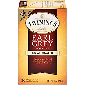 Twinings of London Decaffeinated Earl Grey Black Tea Bags, 20 Count (Pack of 6)