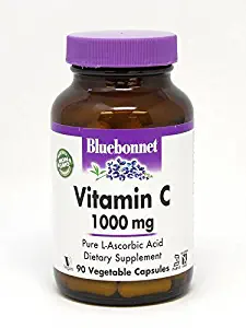 Bluebonnet Nutrition Vitamin C 1000 Mg Vegetable Capsules, Ascorbic Acid, for Immune Health & Skin Health, Vegan, Vegetarian, Non GMO, Gluten Free, Soy Free, Milk Free, Kosher, 90 Vegetable Capsules