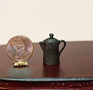 Dollhouse Miniature Vintage Look Black Cast Iron Coffee Pot