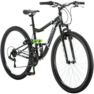 Mongoose 27.5" R4054WMC Ledge 2.1 Men's Bike for a Path, Trail & Mountains,Black, Aluminum Full Suspension Frame, Twist Shifters Through 21 Speeds