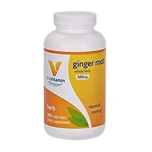The Vitamin Shoppe Ginger Root 550MG, Whole Herb Supplement That Supports Digestion Soothing (300 Capsules)