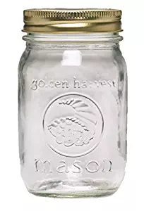 Ball Golden Harvest Regular Mouth 'Vintage Fruit Design' Mason Jars (12 Pack), 1 pint, Clear