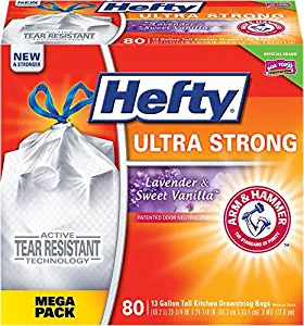 Hefty Ultra Strong Tall Kitchen Trash Bags - Lavender & Sweet Vanilla, 13 Gallon, 80 Count