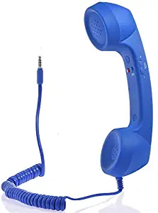 Cell Phone Handset, Retro Telephone Handset 3.5 mm Wired Anti Radiation Noise Reduction Receivers for iPhone, Android Mobile Phones, Smartphone (Dark Blue)