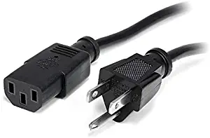 StarTech.com 20 ft Standard Computer Power Cord (NEMA 5-15 to IEC 60320 C13) - 18 AWG Replacement AC Power Cable for PC or Monitor - 125V @ 10A (PXT10120)
