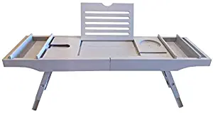 YYDD Bedside Tables Sofa Desk Tray Table for Bed or Chair , Bathtub Trays Bathtub Caddy Tray Telescopic Adjustable Bath Tray Bamboo Bath Tray for Tub Wine Glass Book Holder Laptop Desk